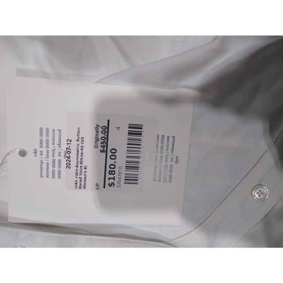 Rokh Asymmetric Button Detail Shirt White EU 40 (US Women's 8)